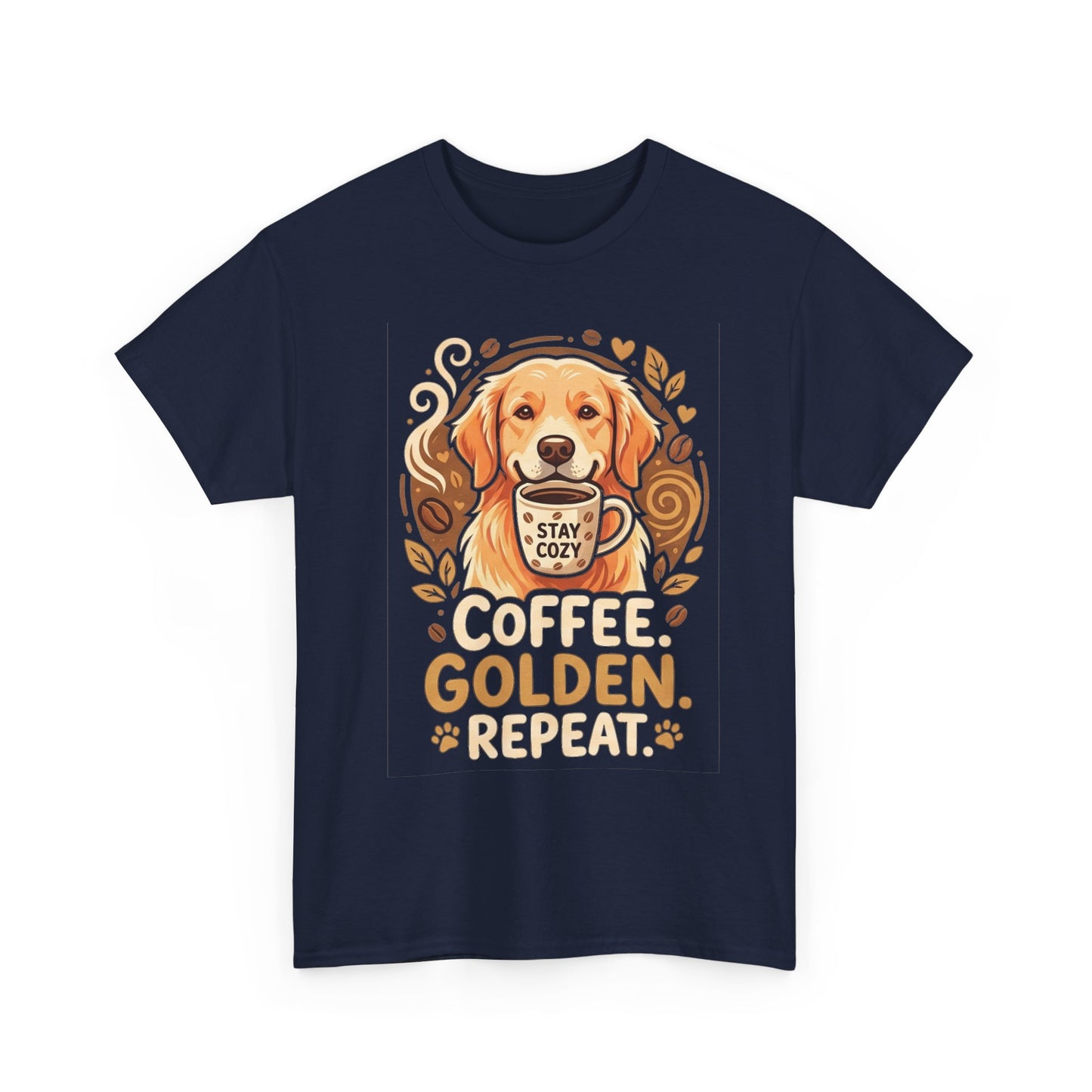 Golden Retriever Coffee Tee Shirt | Coffee Golden Repeat Dog Lover Graphic Tee