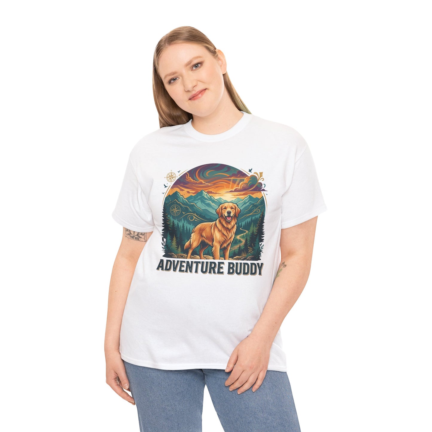 Golden Retriever Adventure Buddy Printed Graphic T-Shirt