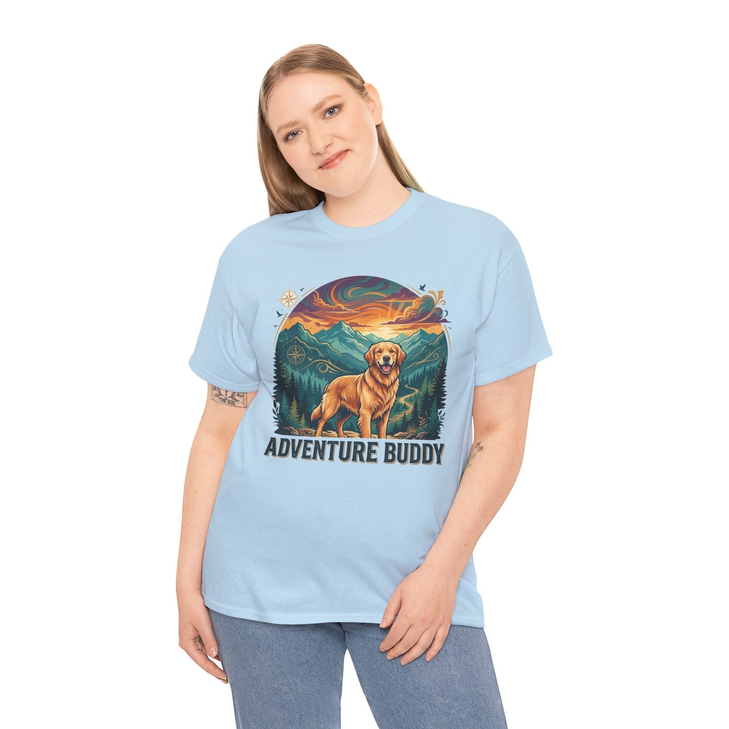 Golden Retriever Adventure Buddy Printed Graphic T-Shirt