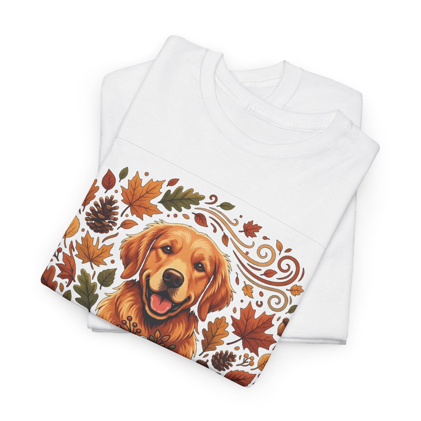 Golden Retriever Autumn T-Shirt | Fall Leaves Dog Lover Graphic Unisex Tee