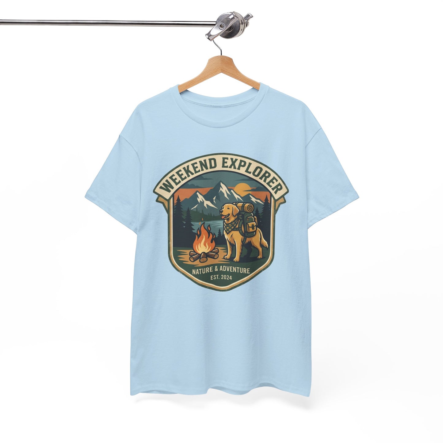 Golden Retriever Weekend Explorer T-Shirt Outdoor Camping Mountain Graphic Tee